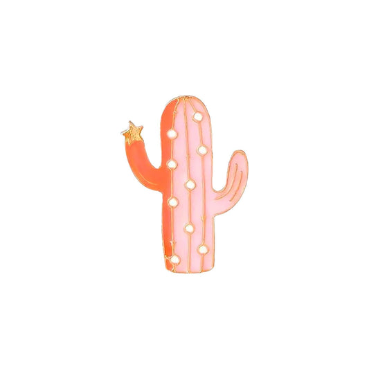 Pink and Gold Prickly Star Cactus Pin